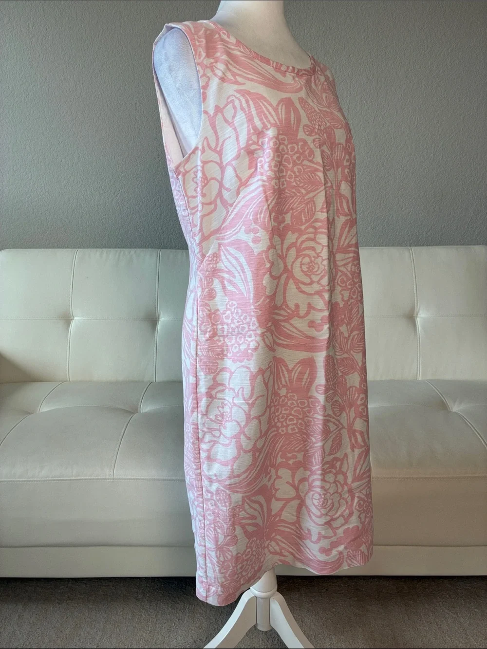 Talbots Pink and White Floral Sleeveless Midi Dress - Picture 2 of 10